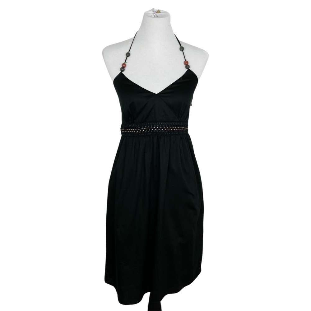 Ann Taylor Black Halter Neck Beaded Dress Women’s 4